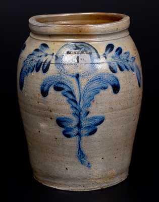 B. C. MILBURN, Alexandria, VA Stoneware Jar with Cobalt Floral Decoration