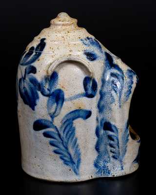 Fine Remmey, Philadelphia Stoneware Chick Waterer with Elaborate Cobalt Floral Decoration