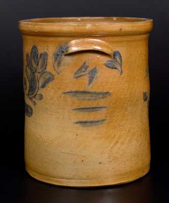 J. SWANK & CO. / JOHNSTOWN, PA Stoneware Crock with Cobalt Floral Decoration