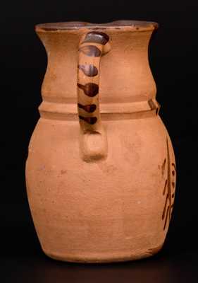 Small-Sized New Geneva, PA Tanware Pitcher with Profuse Decoration