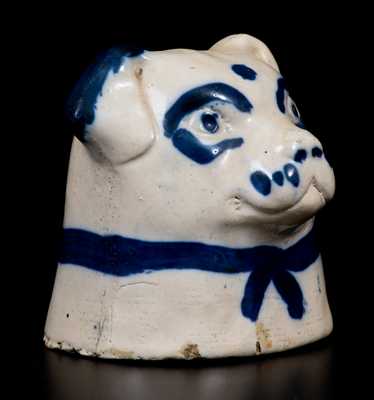 Unusual Hand-Modeled Stoneware Dog s Head, Ohio, circa 1890