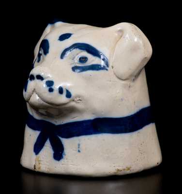 Unusual Hand-Modeled Stoneware Dog s Head, Ohio, circa 1890