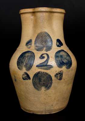 2 Gal. Ohio Stoneware Pitcher with Cobalt Decoration