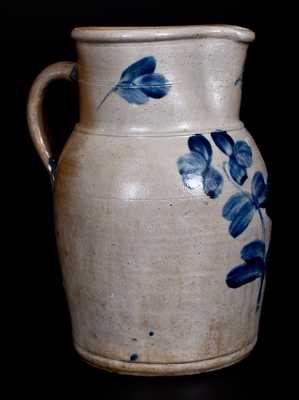 Baltimore, MD Stoneware Pitcher w/ Cobalt Floral Decoration, c1865