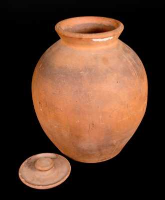 Scarce Four-Gallon JOHN W. BELL / Waynesboro, Pa. Redware Lidded Jar