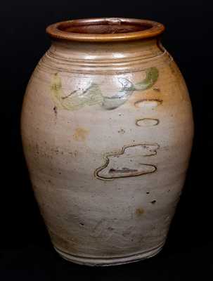 Half-Gallon Stoneware Jar w/ Cobalt Drape Decoration, NJ or CT origin, late 18th or early 19th century