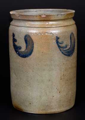 Rare Small-Sized Stamped "G. & A. Black" Stoneware Jar, Somerfield, Somerset County, PA