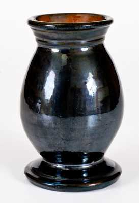 Scarce JOHN BELL, Waynesboro, PA Redware Vase with Gun Metal Glaze