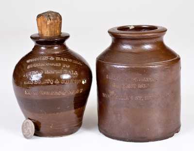 Lot of Two: Unusual Pint-Sized NEW YORK Stoneware Druggists  Jars