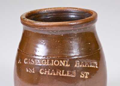 Lot of Two: Unusual Small Stoneware Jars with NEW YORK Bakery Advertising