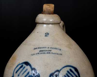 2 Gal. Decorated Stoneware Jug with NEW YORK Druggist Advertising