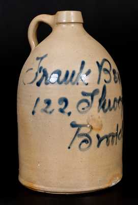 2 Gal. Stoneware Script Jug with Brooklyn, NY Advertising