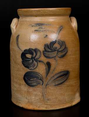 WM-A  MACQUOID & CO / NEW-YORK / LITTLE WST 12TH ST. Stoneware Jar w/ Floral Decoration