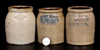 Lot of Three: Pint-Sized Stoneware Oyster Jars, Two Impressed TODE BROS. / 272 BOWERY / NEW YORK