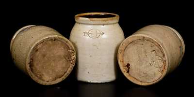 Lot of Three: Pint-Sized Stoneware Oyster Jars, Two Impressed TODE BROS. / 272 BOWERY / NEW YORK