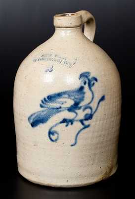 2 Gal. NEW YORK STONEWARE CO. Jug with Cobalt Bird Decoration