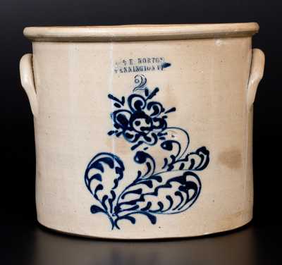 2 Gal. J. & E. NORTON / BENNINGTON, VT Stoneware Crock with Slip-Trailed Floral Decoration