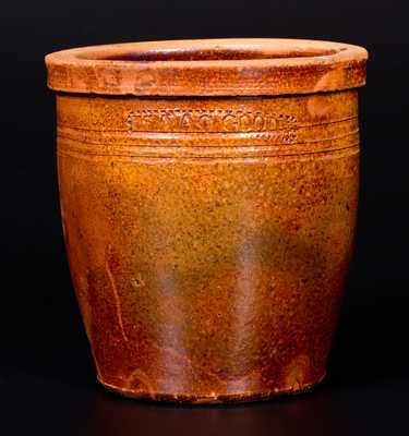 Scarce ISAAC GOOD, Rockingham County, Virginia Redware Jar