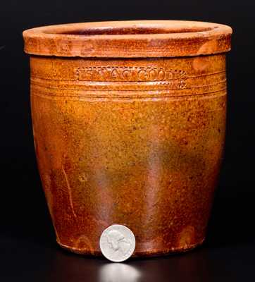 Scarce ISAAC GOOD, Rockingham County, Virginia Redware Jar