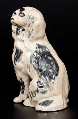 Rare Stoneware Spaniel Signed J. HOLLINGWORTH, Midwestern origin, 1929