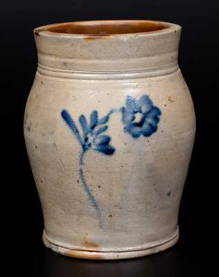 Ovoid Philadelphia Stoneware Jar with Cobalt Floral Decoration, circa 1860