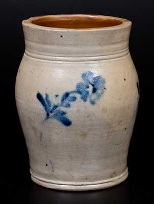 Ovoid Philadelphia Stoneware Jar with Cobalt Floral Decoration, circa 1860