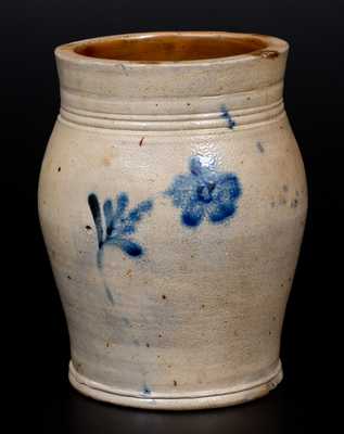 Ovoid Philadelphia Stoneware Jar with Cobalt Floral Decoration, circa 1860