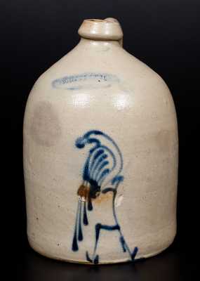 1 Gal. WHITES UTICA Stoneware jug with Bird Decoration