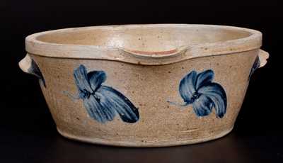 1 1/2 Gal. Stoneware Milkpan with Cobalt Leaf Decoration, Baltimore, circa 1880