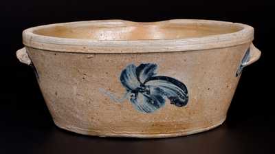 1 1/2 Gal. Stoneware Milkpan with Cobalt Leaf Decoration, Baltimore, circa 1880