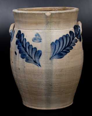 3 Gal. Baluster-Form Stoneware Jar with Cobalt Leaf Decoration, Philadelphia, circa 1870