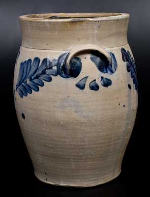 3 Gal. Baluster-Form Stoneware Jar with Cobalt Leaf Decoration, Philadelphia, circa 1870