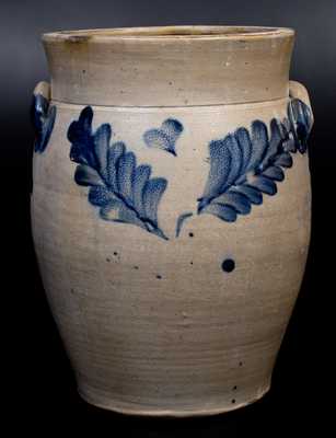 3 Gal. Baluster-Form Stoneware Jar with Cobalt Leaf Decoration, Philadelphia, circa 1870