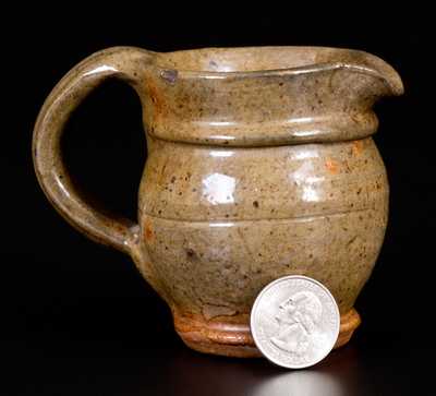 Miniature Glazed Redware Pitcher, Signed 