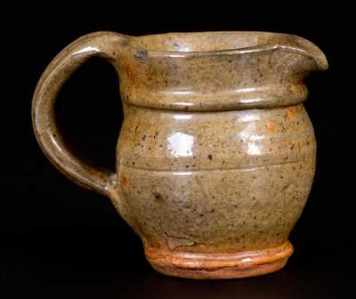 Miniature Glazed Redware Pitcher, Signed 