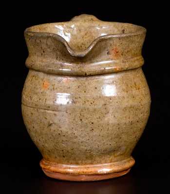 Miniature Glazed Redware Pitcher, Signed