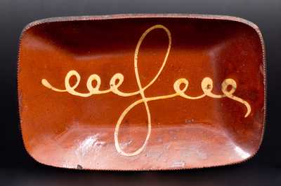 Fine Huntington, Long Island, Redware Loaf Dish with Central