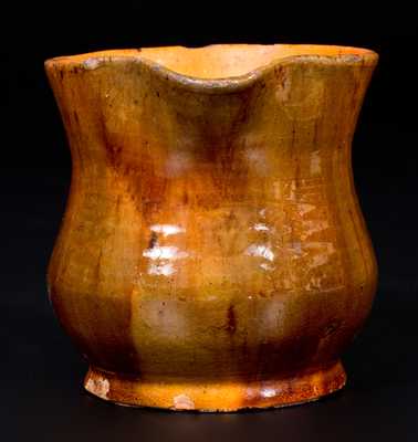 Bulbous Redware Cream Pitcher with Vibrant Lead Glaze