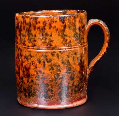 Redware Mug with Sponged Manganese Decoration