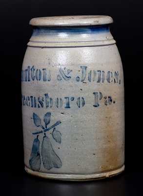 Fine Hamilton & Jones / Greensboro, Pa Stoneware Wax Sealer with Stenciled Pears Decoration