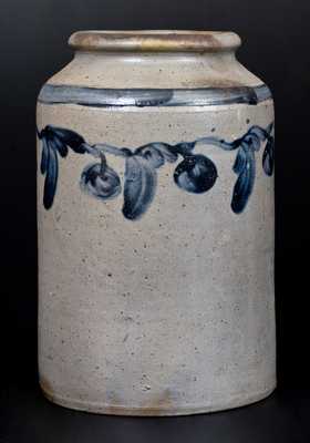 1 Gal. Stoneware Jar with Floral Decoration, Henry Remmey, Philadelphia, circa 1830s