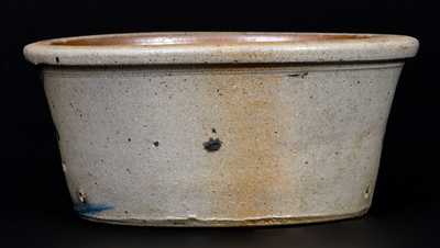 Unusual Western PA Striped Stoneware Bowl with Original Holes in Base