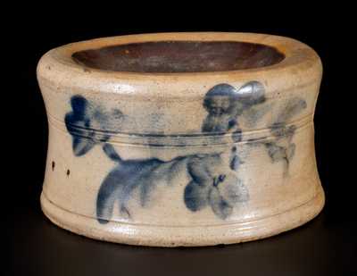 Stoneware Spittoon with Floral Decoration, possibly NJ