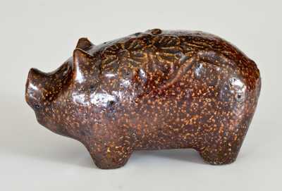 Sewertile Standing Pig Figure Initialed EJE, Edward J. Ellwood, Tuscarawas County, OH, mid-20th century