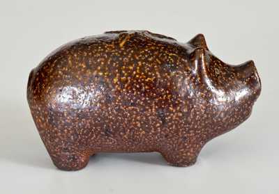 Sewertile Standing Pig Figure Initialed EJE, Edward J. Ellwood, Tuscarawas County, OH, mid-20th century