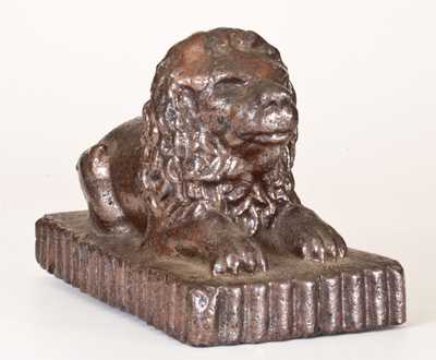 Unusual Sewertile Reclining Lion Figure Inscribed