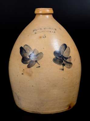 Three-Gallon BROWN. BROTHERS / HUNTINGTON L.I. Stoneware Jug