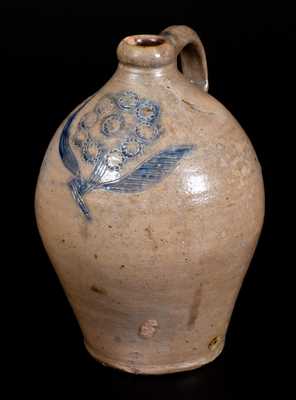 Very Fine Ovoid Stoneware Jug w/ Impressed and Incised Floral Decoration, probably Crolius, Manhattan