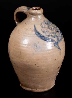 Very Fine Ovoid Stoneware Jug w/ Impressed and Incised Floral Decoration, probably Crolius, Manhattan