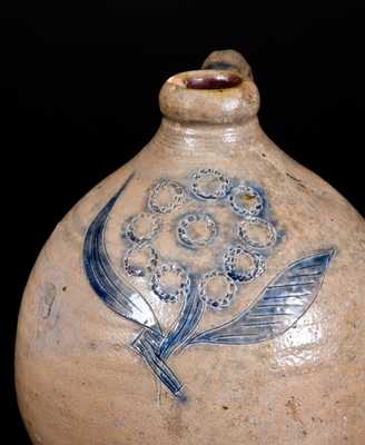 Very Fine Ovoid Stoneware Jug w/ Impressed and Incised Floral Decoration, probably Crolius, Manhattan